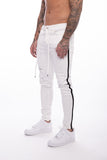 Skinny ripped jeans men Pants Pencil Biker Side Striped Jeans Destroyed Hole Hip Hop Slim Fit Man Stretchy Jean Print aidase-shop