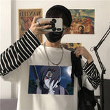 Aidase Long Sleeve Fake Two-piece Boys T Shirt Striped Men Clothing New Oversized Tees Clothes Tshirt Oversized T Shirt  Men Clothing aidase-shop