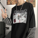 Aidase Long Sleeve Fake Two-piece Boys T Shirt Striped Men Clothing New Oversized Tees Clothes Tshirt Oversized T Shirt  Men Clothing aidase-shop