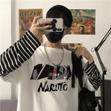 Aidase Long Sleeve Fake Two-piece Boys T Shirt Striped Men Clothing New Oversized Tees Clothes Tshirt Oversized T Shirt  Men Clothing aidase-shop