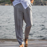 Men's Linen Pants Trousers Summer Pants Beach Pants Pocket Plain Comfort Breathable Outdoor Daily Going out Linen / Cotton Blend Fashion Streetwear Black White mysite