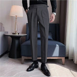 Men's Dress Pants Trousers Pleated Pants Suit Pants Gurkha Pants Pocket High Rise Plain Comfort Office Business Casual Vintage Elegant Black Green High Waist Micro-elastic mysite