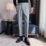 Men's Dress Pants Trousers Pleated Pants Suit Pants Gurkha Pants Pocket High Rise Plain Comfort Office Business Casual Vintage Elegant Black Green High Waist Micro-elastic mysite